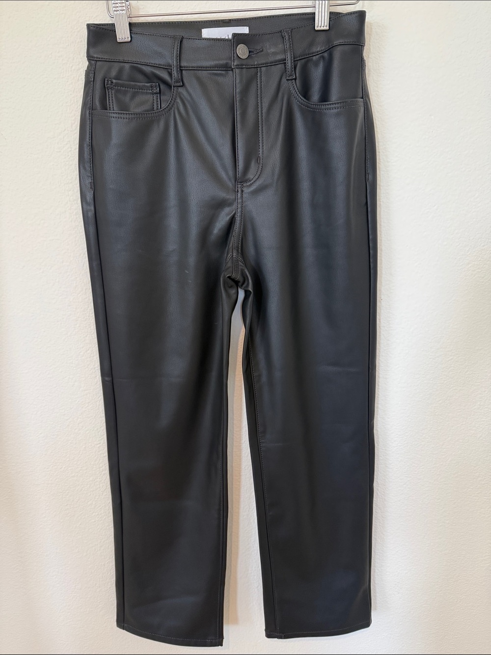 LOFT Black Straight Faux Leather Pants Petite 0/25